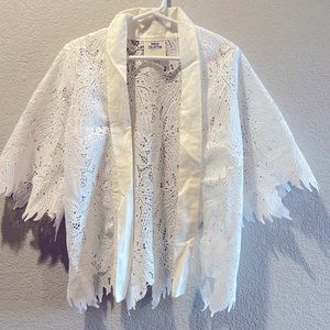 White lace detailed Shaw or dressy cardigan for girls